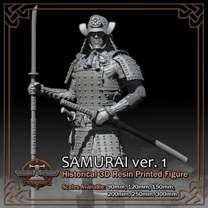 Feudal Japan Samurai 1 - 3D Resin Printed Figure Model Kit - Scale 90mm to 300mm - Picture 1 of 15