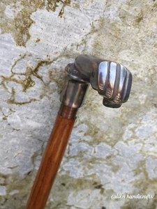 Brass Walking Stick Premium Quality Style Punch Head Handle Handmade Wooden Cane - Picture 1 of 7