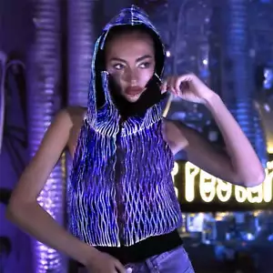 Cyberpunk sieben Farben LED Kleidung DJ Glasfaser Kostüm Nachtclub Mantel Bar - Bild 1 von 12