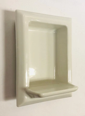 Antique Art Deco 1929 China Porcelain Off  White Recessed SOAP HOLDER Cover