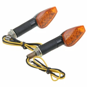 Universal Motorcycle LED Turn Signal Lights Indicators Amber 2 Wire ABS 2Pcs - Picture 1 of 8