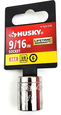 Husky 9/16" Socket for 3/8" Drive 6 Point SAE H3D6P916 - Image 1 of 4