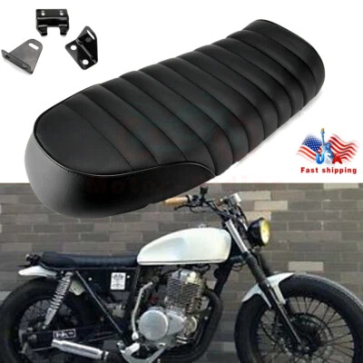 Motorcycle Vintage Cafe Racer Flat Brat Custom Seat For Honda Suzuki Yamaha US - Image 1 of 4