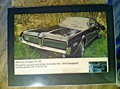 *READY to DISPLAY* print 1968 Mercury Cougar 302/390/427/V8 *Original* FOMOC ad - Image 1 of 4