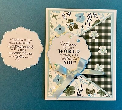 Stampin Up! Kit de tarjetas Happiness & Where Be W/o U flores enmarcadas DSP 2 diseños hágalo usted mismo Foto 1 de 2