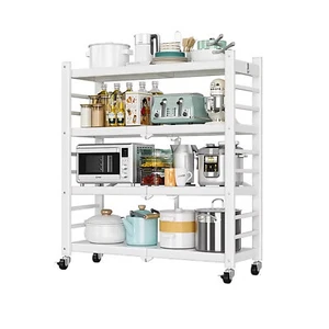 3/4/5 Tier Heavy Duty Foldable Metal Rack Storage Shelving Unit Wheels Kitchen - Picture 1 of 26