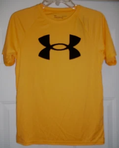 Under Armour Tech Big Log SS Boy's T-Shirt Youth LG Loose Solid Neon Orange NWT - Picture 1 of 6