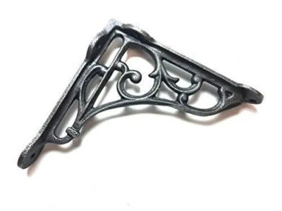 4X4 Inch Victorian Scroll Shelf Brackets Antique Iron - Pair - Image 1 of 2