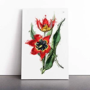 Stampa poster incorniciato fiori di tulipano rossi e neri vintage tela arte da parete immagine - Foto 1 di 7