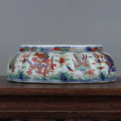 Lavadoras de pincel porcelana 6,6" Doucai cores contrastantes Dragon Phoenix - Imagem 1 de 4