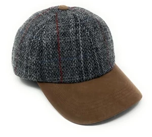 Gorra de golf o béisbol Harris Tweed en tartán gris Berneray unisex - Imagen 1 de 3