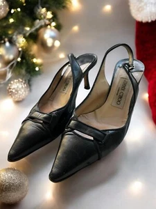 Jimmy Choo Women's Pointy Toe Black Slingback Heels Size 35.5 (US:5.5) - Picture 1 of 8