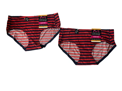 Lote 2 Panty NUEVOS CON ETIQUETAS MAIDENFORM SWEET NOTHINGS SMOOTH HIPSTER 5/S Rojo Azul Marino Rayas Foto 1 de 4