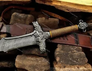 Handmade Conan the Barbarian Sword Atlantean Damascus Steel Double Edge Vikings - Picture 1 of 4