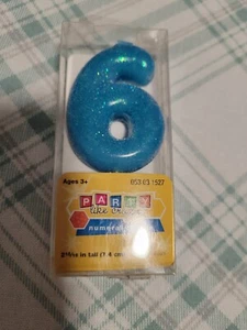 NEW Glitter Birthday Candle Number 6 Decoration Cake Topper - Picture 1 of 1