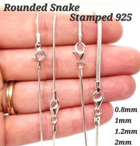 COLLAR DE CADENA DE SERPIENTE REDONDEADO PLATA ESTERLINA 925 - VARIAS LONGITUDES Y CALIBRES - Imagen 1 de 53