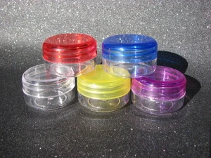 *** 10 petites boites rondes plastique 15 ml _ perles, ongles *** coul. au choix - Picture 1 of 12