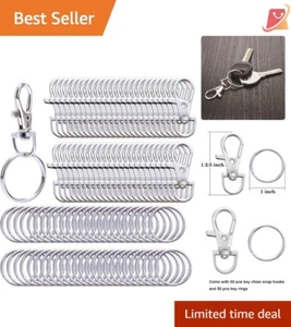 Metal Swivel Lanyard Snap Hooks & Key Rings 100pcs for DIY Craft Projects - Picture 1 of 9