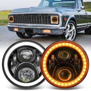 Par de faros LED giratorios DRL de 7 pulgadas para Chevy Camaro 1967-1981 C10 C20 C30 - Imagen 1 de 12