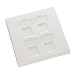 Plaque frontale plate modulaire insert clé de voûte Excel Home/Office Single Gang RJ45 4 ports - Photo 1/4