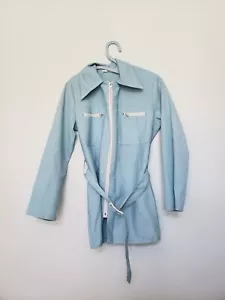 Giacca vintage Koret California donna 14 manica lunga full zip blu chiaro Koratron - Foto 1 di 9