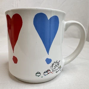VTG 1980s Sandra Boynton "I LOVE YOU" Coffee Mug RAINBOW HEARTS Excellent Japan - Picture 1 of 16