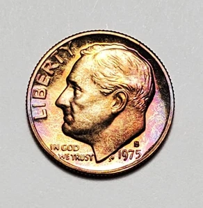 TONED 1975 S ROOSEVELT DIME PROOF UNC #C9464 - Picture 1 of 2