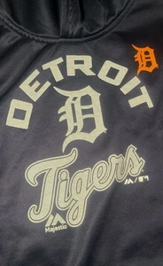 Majestic Detroit Tigers MLB Youth Blue Hoodie Size 14-16 Large ~ Used  - Picture 1 of 6