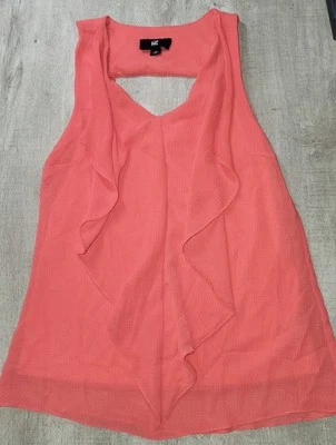 Blusa Top Para Mujer IZ Byer Coral Naranja Sin Mangas Gasa Talla XS Foto 1 de 3