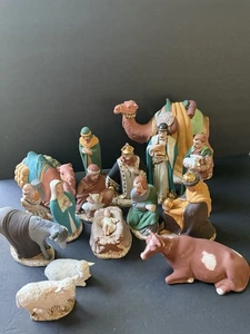 Holland Mold 16 Piece Vtg 1970s Ceramic Nativity Set Christmas Hand Painted READ - Picture 1 of 9