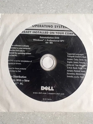 GENUINE ORIGINAL Microsoft Windows 7 Professional SP1 64-bit DVD DELL DISC ONLY - Image 1 of 2