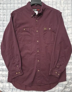 Wrangler Riggs Workwear Maroon Purple Button Down Shirt Men's XL Durable Utility - Picture 1 of 4