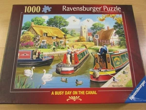 Complete Ravensburger 1000 pc Jigsaw Puzzle A BUSY DAY ON THE CANAL - Bild 1 von 4