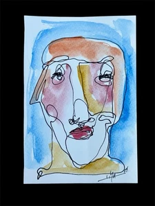 ORIGINAL CUBAN WATERCOLOR PORTRAIT by LISA • 4x6” on Canson • Signed Modern Art - Picture 1 of 1