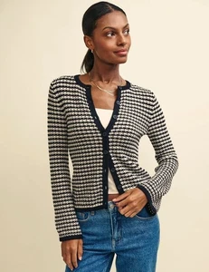 Nobody's Child angedeutete gehäkelte Ärmel gestreifte Strickjacke Größe 10 - Bild 1 von 11