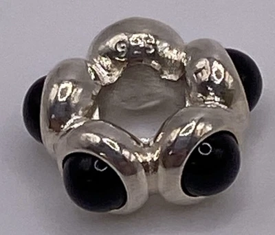正品 Pandora S925 ALE SS 黑玛瑙凸圆形间隔饰品 2.8 克 790538O — 第 1/4 张图片
