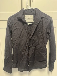 EUC FRANK & EILEEN BARRY SHIRT Size SMALL Sheer Black Striped 100% Cotton $278 - Picture 1 of 5