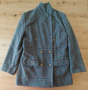 Chaqueta Mohair de Lana Vintage Mujer, Gris Rojo Estampado Tartán a Cuadros, España Talla 36/38 - Imagen 1 de 24