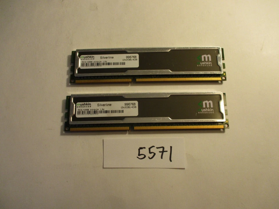 Mushkin Silverline 2x2Gb=4Gb PC3-10666 1333Mhz DDR3 Desktop Memory RAM (5571) - Image 1 of 2