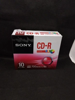 1 x 10 SONY CD-R WriteOnce 700MB 1x48x INKJET (10CDQ80PS) OVP NEU - Image 1 of 4