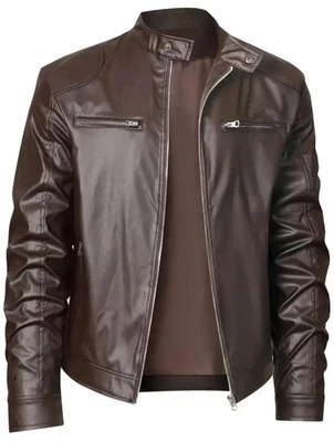 Men's Slim Fit Leather Jacket - Image 1 of 4