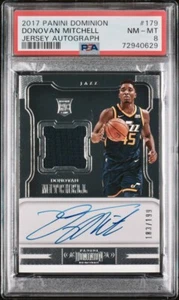 2017 Panini Dominion DONOVAN MITCHELL RPA Rookie Jersey RC Auto /199 PSA 8 NM-MT - Picture 1 of 3