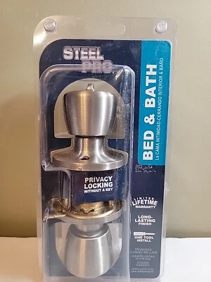 Perilla de puerta de cama y baño de níquel cepillado Steel Pro TRX210B Steel Pro TRX210B - Imagen 1 de 4