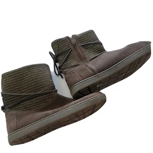 TOMS One For One Brown Sz. 5Y Zip Up Fuzzy Boots 340715 - Picture 1 of 8