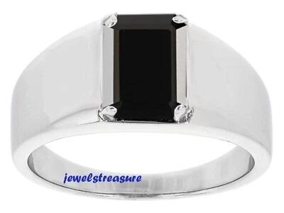 Naturale Onice Nera Gemma Con 925 Anello Argento Sterling per Uomo #4566 - Immagine 1 di 3