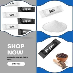 Salt Pepper Sachets Individually Wrapped Portion- Condiments Packets Made in UK - Picture 1 of 16