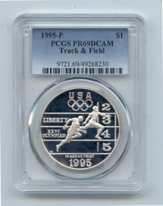 1995-P Track & Field Commemorative Proof Silver Dollar (PR69DCAM) PCGS