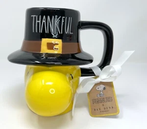 Rae Dunn WOODSTOCK Bird Peanuts Pilgrim Face Mug Thanksgiving - Picture 1 of 7