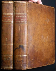 1798 HISTORY OF AMERICA IN TWO VOLUMES ROBERTSON LEATHER BINDINGS - Picture 1 of 13