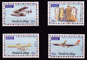 TRINIDAD & TOBAGO #268-271 MNH 50th ANNIV LINDBERGH'S 1st AIRMAIL DELIVERY - Picture 1 of 1